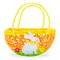 Set of 2 Easter Bunny Egg Hunt Baskets With Floral Accent 6 Inches Tall